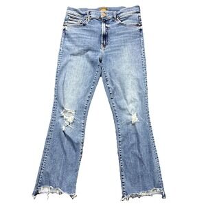 Women's Light Blue Distressed Flare Jeans